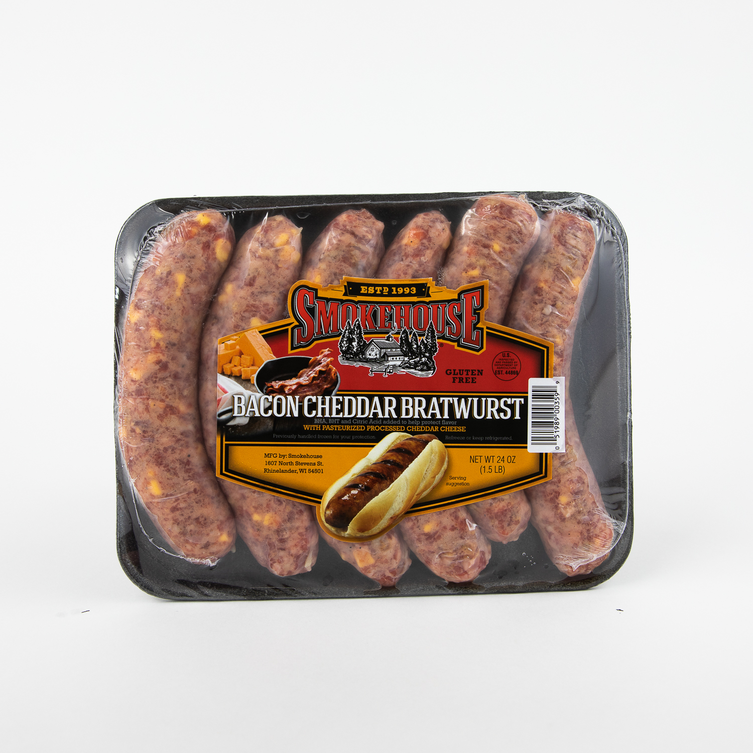 Bacon Cheddar Brat 24 oz Trig's Smokehouse