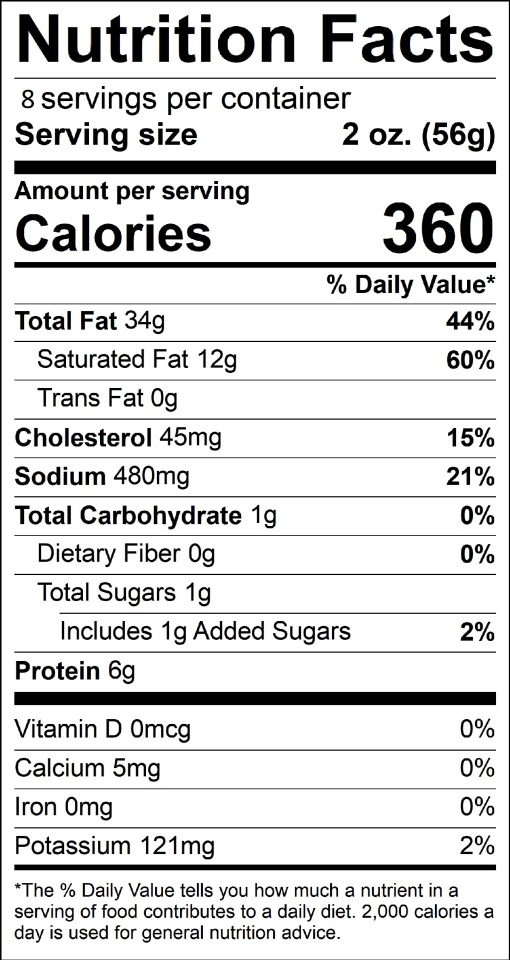 Cabin Country Hickory Bacon Nutrition Label image