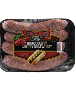 Image of the 16 oz Trig's Smokehouse Door County Cherry Bratwurst package