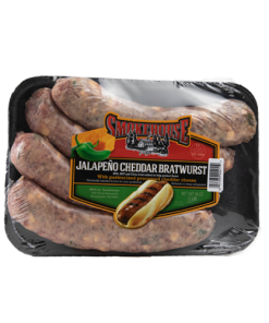 Image of the 16 oz Trig's Smokehouse Jalapeno Cheddar Bratwurst package