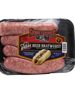 Image of the 16 oz Trig's Smokehouse Point Beer Bratwurst package