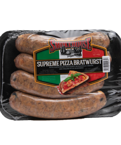 Image of the 16 oz Trig's Smokehouse Supreme Pizza Bratwurst package