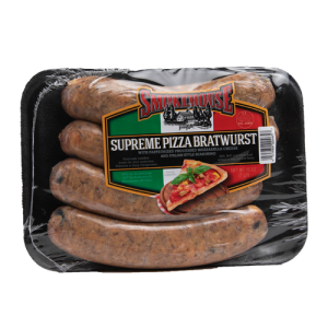 Image of the 16 oz Trig's Smokehouse Supreme Pizza Bratwurst package