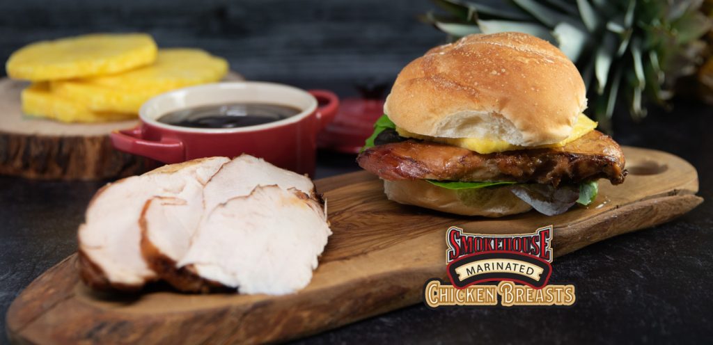 Image featuring the Trig's smokehouse marinated chicken breasts. Available in our retail locations and online here.